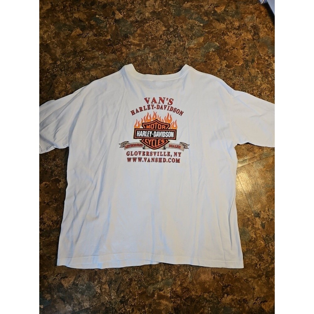 Harley Davidson‎ 2002 thin long sleeve Tee White Mens 3X 29chest x31 Long (B21)1